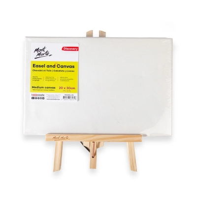 Статив-триножник дървен 235x180 мм с платно с подрамка 200x300 мм Mont Marte Easel with Canvas Medium