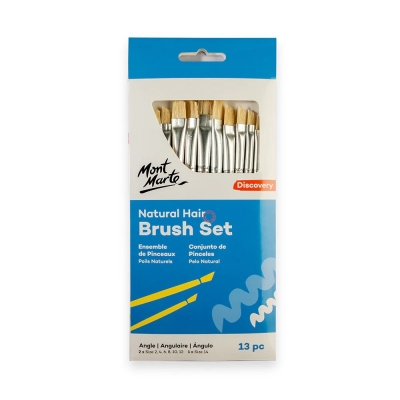 Комплект четки плоски ъглови естествен косъм Mont Marte Natural Hair Flat Angle Brush -13 броя