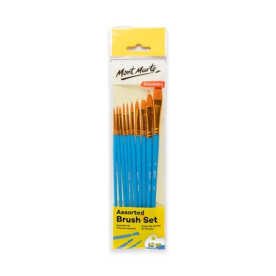 Комплект четки обли и плоски изкуствен косъм Mont Marte Assorted Brush Set -10 броя
