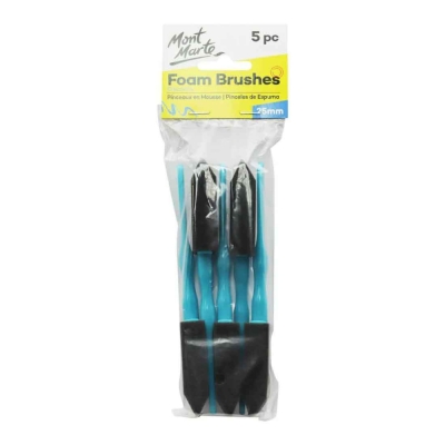 Комплект плоски дунапренени четки Mont Marte Foam Hobby Brush 25mm-5 броя