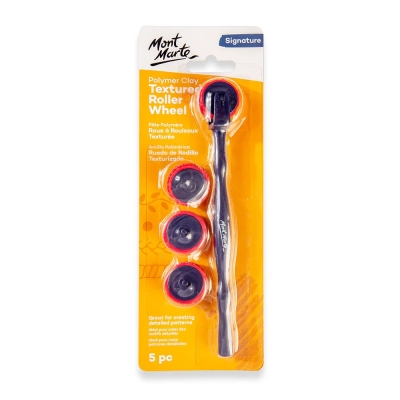 Комплект текстурни ролки за глина 4 дизайна Mont Marte Textured Roller Wheel 5 части