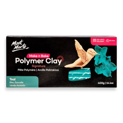 Полимерна глина Mont Marte Make n Bake Polymer Clay Teal 400 грама -синьо-зелена