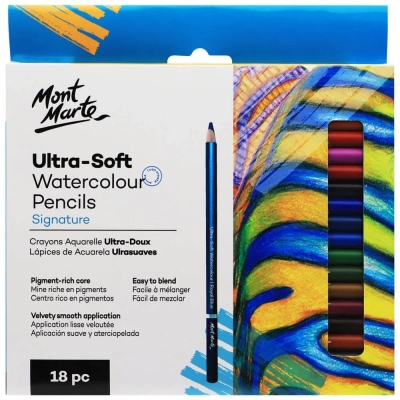Меки акварелни моливи Mont Marte Ultra-Soft Watercolour Pencils 18 броя