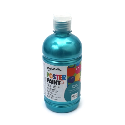 Боя темперна за плакати Mont Marte Poster Paint 500 мл - цвят Металик тюркоаз