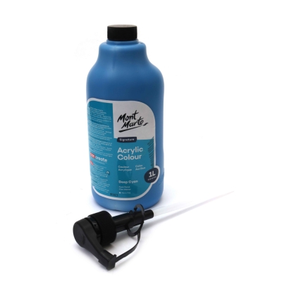 Акрилна боя Mont Marte Acrylic Colour wPump -1000 мл -Deep Cyan тъмно синьо