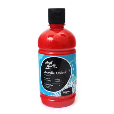 Акрилна боя Mont Marte Acrylic Colour Paint 500 мл бутилка -Brilliant Red червена