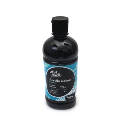 Акрилна боя Mont Marte Acrylic Colour Paint 500 мл бутилка -Lamp Black черна