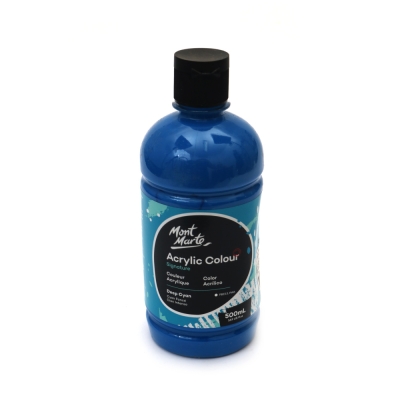 Акрилна боя Mont Marte Acrylic Colour Paint 500 мл бутилка Deep Cyan тъмно синьо