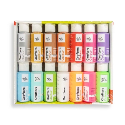 Комплект акрилна боя металик и флуоро Mont Marte Crafters Colour Metallic and Fluoro 14 цвята x 60 мл