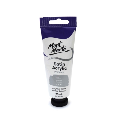 Акрилна боя сатен Mont Marte Satin Acrylic 75ml -Silver сребро
