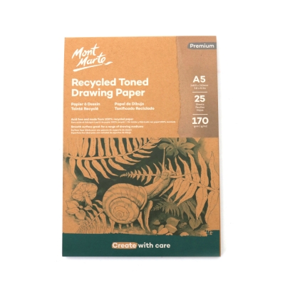 Рециклирана тонирана хартия за рисуване A5 Mont Marte Recycled Toned Drawing Paper 170gsm -25 листа