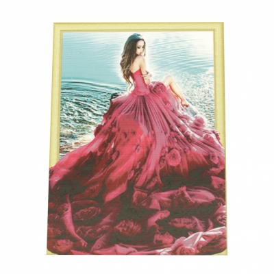 Диамантен гоблен 3D 40x50 см кръгли диаманти пълно облепяне с рамка - Момичето с розовата рокля  LT0320