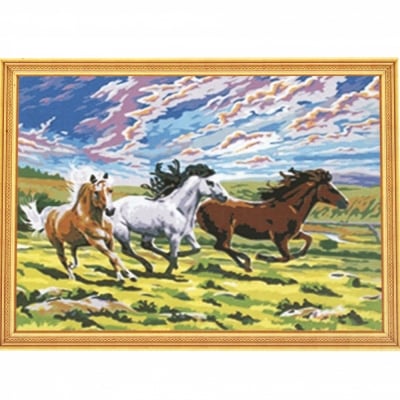Комплект рисуване по номера 40x50 см - Планински коне MS8337