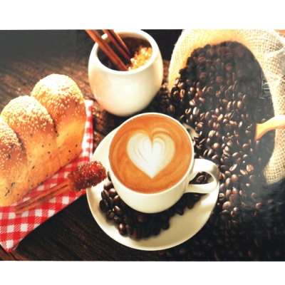 Диамантен гоблен 30x40 см кръгли диаманти пълно облепяне с рамка - Закуска и кафе GLD60460