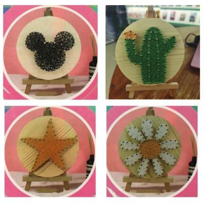 Творчески комплект STRING ART с конци,пирони и статив 11x11 см асорти дизайн