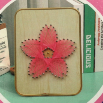 Творчески комплект STRING ART с дървена основа, конци,пирони и чук 15x20 см -цвете DHBC28024