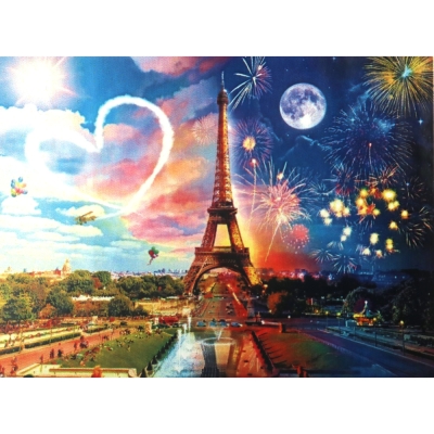 Диамантен гоблен 21x25 см кръгли диаманти частично облепяне -Ден и нощ в Париж YSA2540