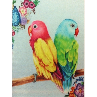 Диамантен гоблен 21x25 см кръгли диаманти частично облепяне -Пъстроцветни папагали YSA2541