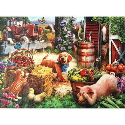 Диамантен гоблен 21x25 см кръгли диаманти частично облепяне -Фермерски двор YSA4231