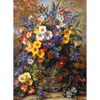 Диамантен гоблен 21x25 см кръгли диаманти частично облепяне -Цветя за дома YSA2402