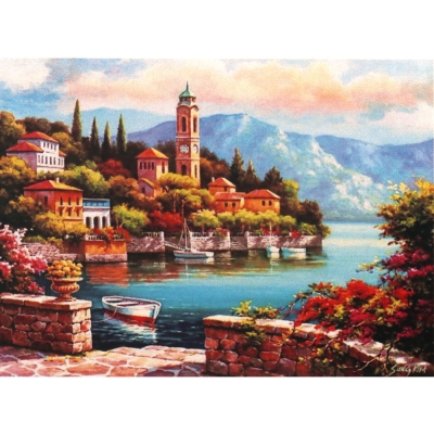 Диамантен гоблен 21x25 см кръгли диаманти частично облепяне -Към кея YSA4037