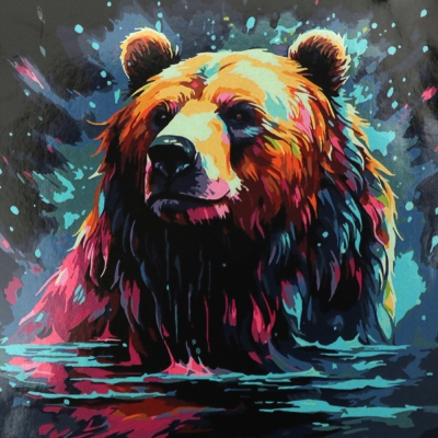Комплект рисуване по номера на черна основа 30x30 см -Мечка HWC0023