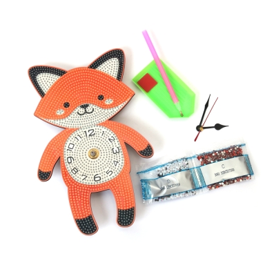 Комплект диамантен гоблен часовник 20x22 см -Лисица DZBCX17359