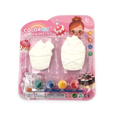 Комплект 2 броя гипсови фигурки за оцветяване с бои и четка -мъфини