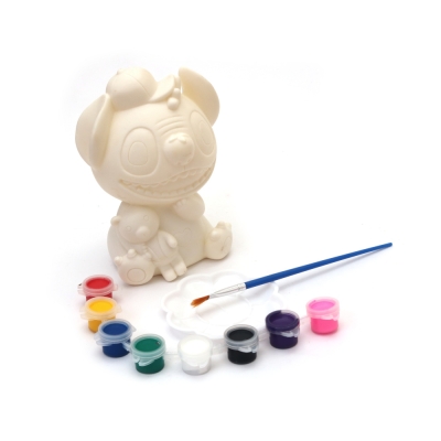 Пластмасова касичка за оцветяване 80x140 мм с четка и бои -Извънземно