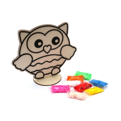 Комплект дървена фигурка със самосъхнещ моделин -бухал