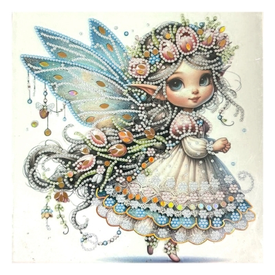 Диамантен гоблен 20x20 см кръгли диаманти частично облепяне с рамка -Блестяща малка фея LT-034