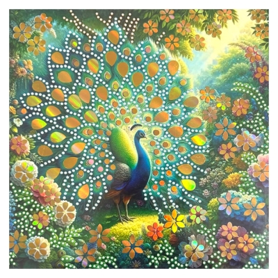 Диамантен гоблен 30x30 см кръгли диаманти частично облепяне с рамка -Вълшебно оперение LT-3530