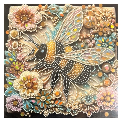 Диамантен гоблен 30x30 см кръгли диаманти частично облепяне с рамка -Пчелна градина LT-3538