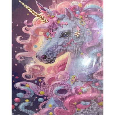 Диамантен гоблен 40x50 см кръгли диаманти пълно облепяне с рамка - Небесен еднорог XQYX86085