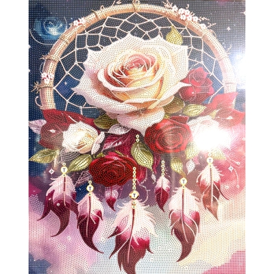 Диамантен гоблен 40x50 см кръгли диаманти пълно облепяне с рамка - Капан за сънища YX4537