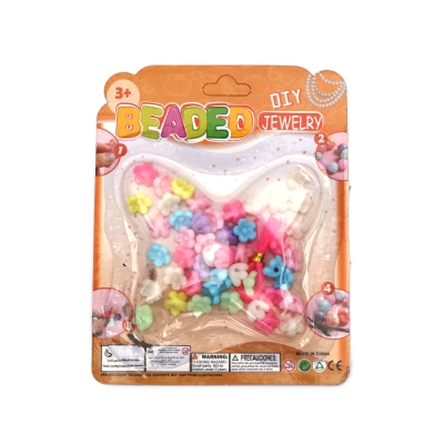 Комплект пластмасови мъниста за изработка на бижута форма цвете 10x6 мм дупка 2 мм цвят микс