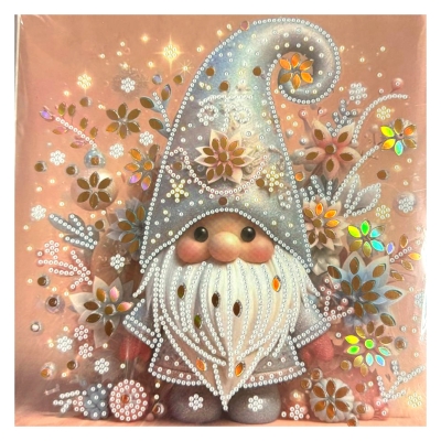 Диамантен гоблен 20x20 см кръгли диаманти частично облепяне с рамка -Блестящият гном LT-029