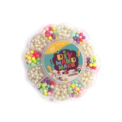 Творчески комплект мъниста в кутия за изработка на бижута със силиконов ластик цвят микс