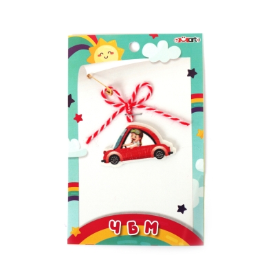 Мартеница кола с момиче дърво и филц