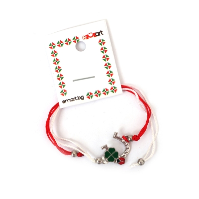 Мартеница гривна корда с подкова с детелинка и калинка