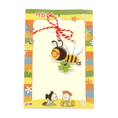 Мартеници пчела с детелинка филц с дърво 10 броя