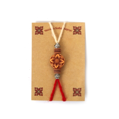 Мартеница гривна от вълна с цвете антик 10 броя