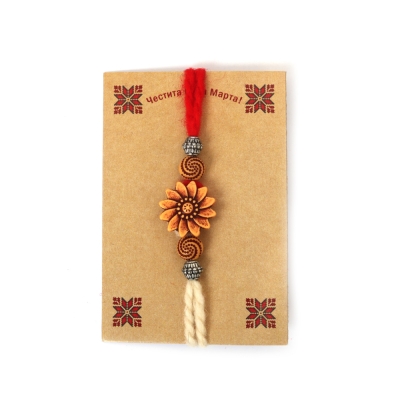 Мартеница гривна от вълна с цвете антик 10 броя