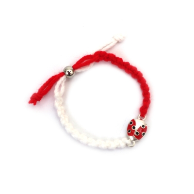 Ръчно плетени Мартеници Гривни за деца - с калинка 10 броя