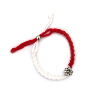 Ръчно плетени Мартеници Гривни - с цвете 10 броя