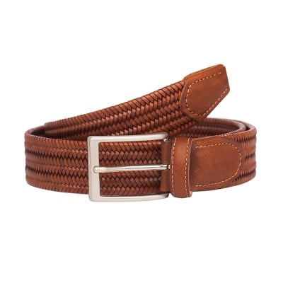 Елегантен мъжки колан в цвят коняк -  Italian belts -105 см
