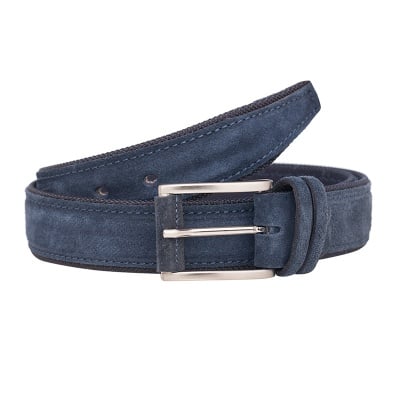 Мъжки изчистен колан в син цвят - Italian belts - 120 см