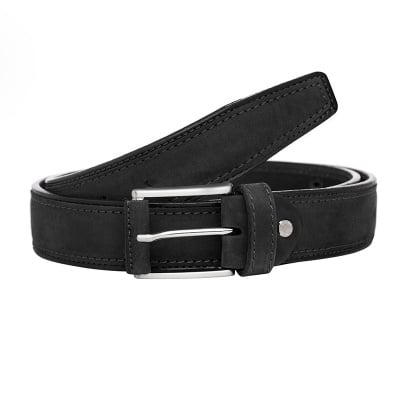 Мъжки класически колан в черен цвят - Italian belts -110 см