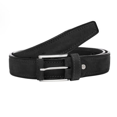 Мъжки класически колан в черен цвят - Italian belts -120 см