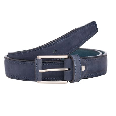 Мъжки класически колан в син цвят - Italian belts -110 см